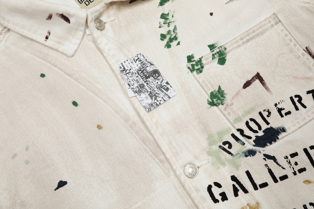 Gallery Dept. men’s antique white paint splatter cotton trucker jacket