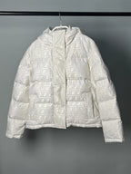 Fendi women’s cream white FF jacquard hooded puffer jacket