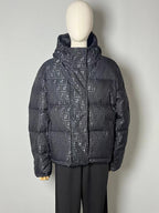 Fendi women’s black FF jacquard hooded puffer jacket