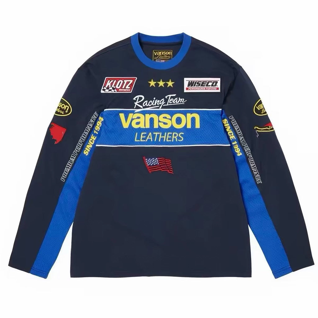 Supreme x Vanson Leathers Men's Long Sleeve Racing Jersey Top - Navy / Blue