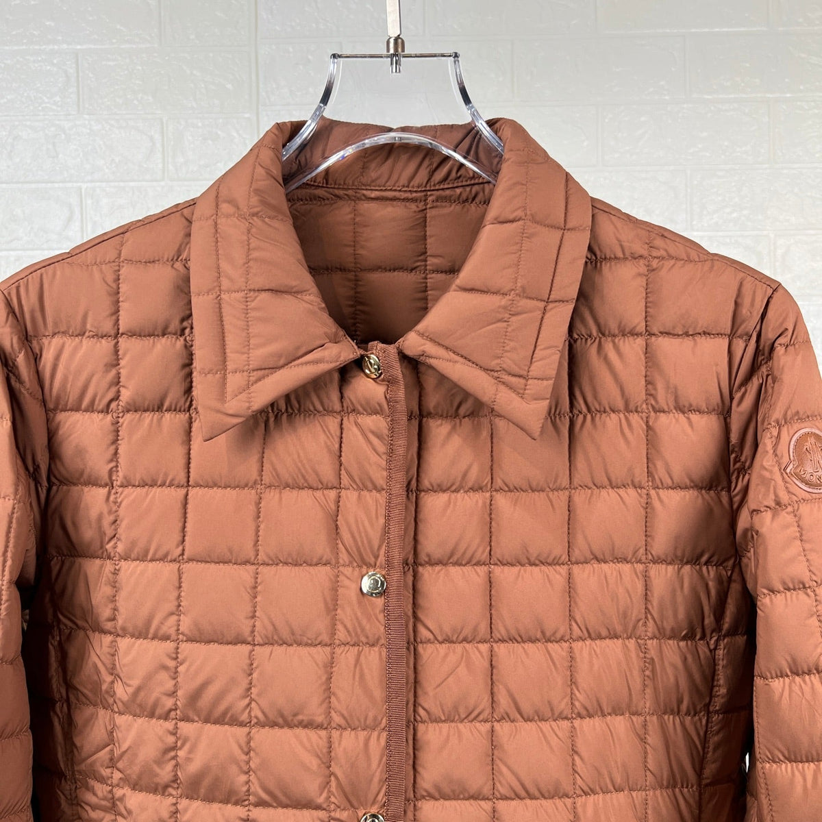 Moncler Epinal men’s brown quilted shell down jacket