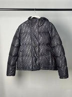 Fendi women’s black FF jacquard hooded puffer jacket