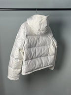 Fendi women’s cream white FF jacquard hooded puffer jacket
