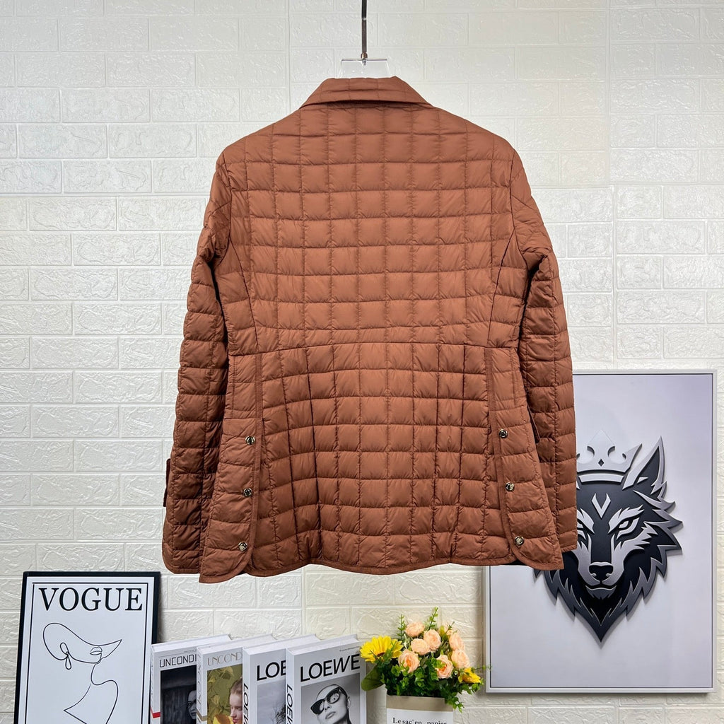 Moncler Epinal men’s brown quilted shell down jacket
