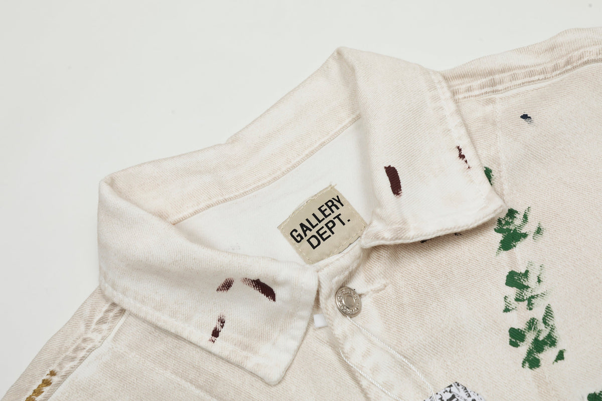 Gallery Dept. men’s antique white paint splatter cotton trucker jacket