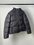Fendi women’s black FF jacquard hooded puffer jacket