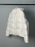 Fendi women’s cream white FF jacquard hooded puffer jacket