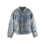 Saint Mxxxxxx BerBerJin men’s light blue distressed denim trucker jacket