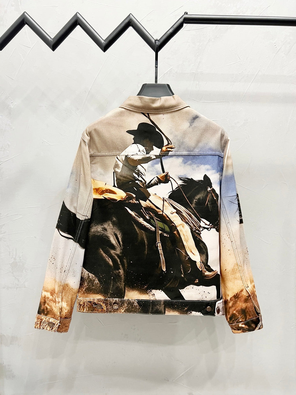 Supreme men’s multi tan Cowboy Jim Krantz graphic denim work jacket