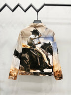 Supreme men’s multi tan Cowboy Jim Krantz graphic denim work jacket