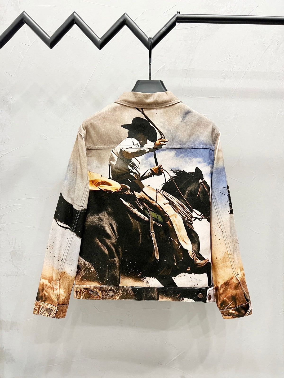 Supreme men’s multi tan Cowboy Jim Krantz graphic denim work jacket