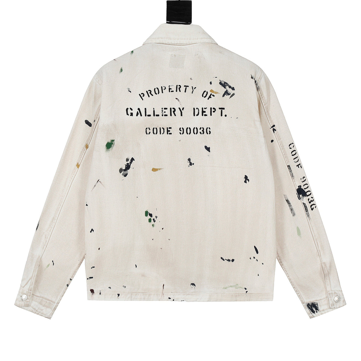 Gallery Dept. men’s antique white paint splatter cotton trucker jacket