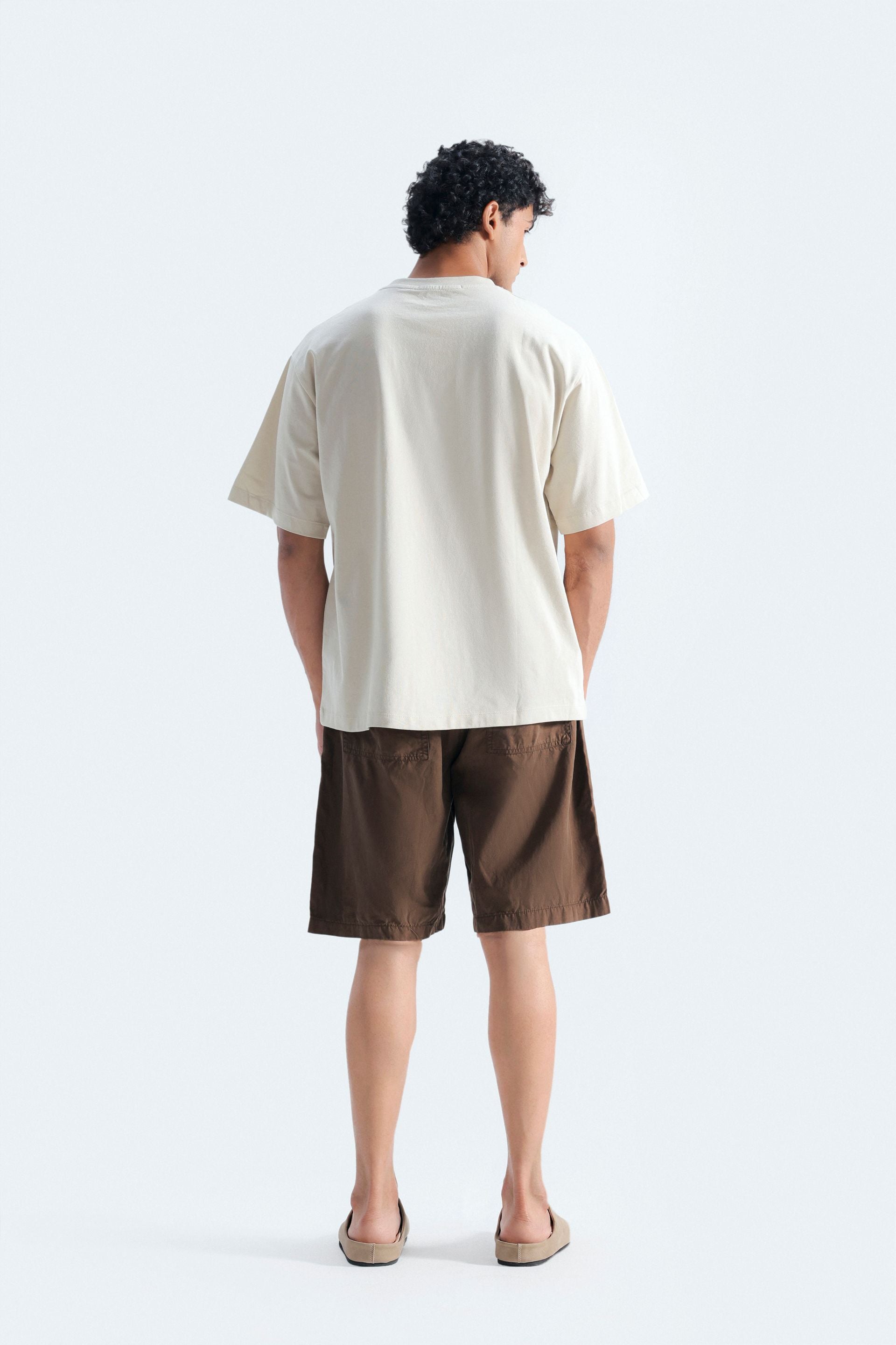 Zilz Men's Relaxed Fit Non-Denim Shorts - Brown