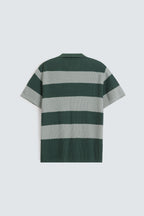 Zilz Men's Textured Striped Polo Shirt - Green