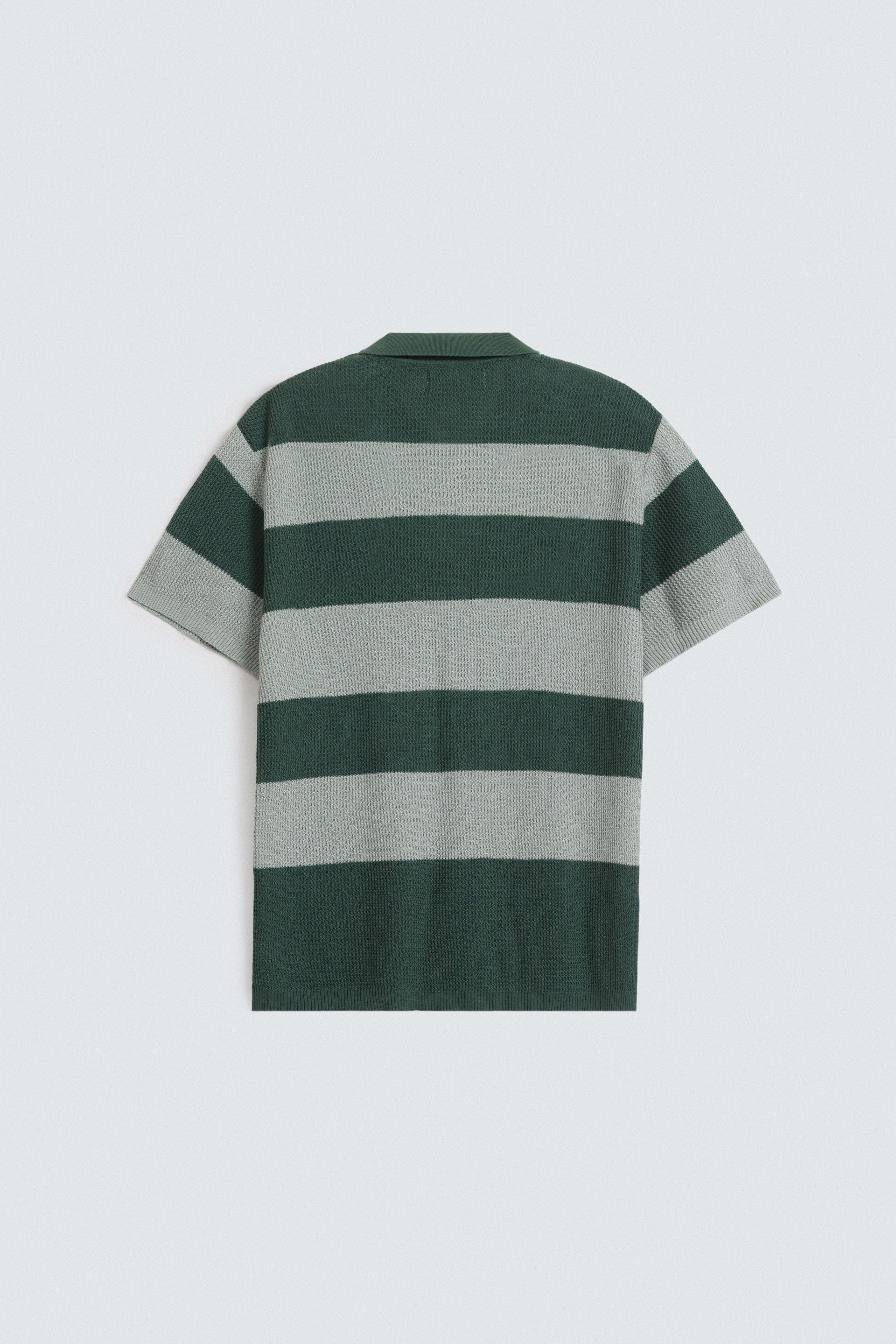 Zilz Men's Textured Striped Polo Shirt - Green