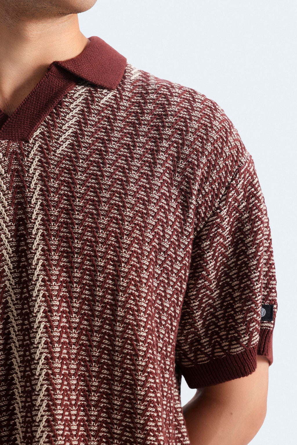 Zilz Men's Contrast Knit Polo Shirt - Brown