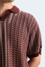 Zilz Men's Contrast Knit Polo Shirt - Brown