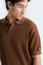 Zilz Men's Textured Polo Shirt - Orange