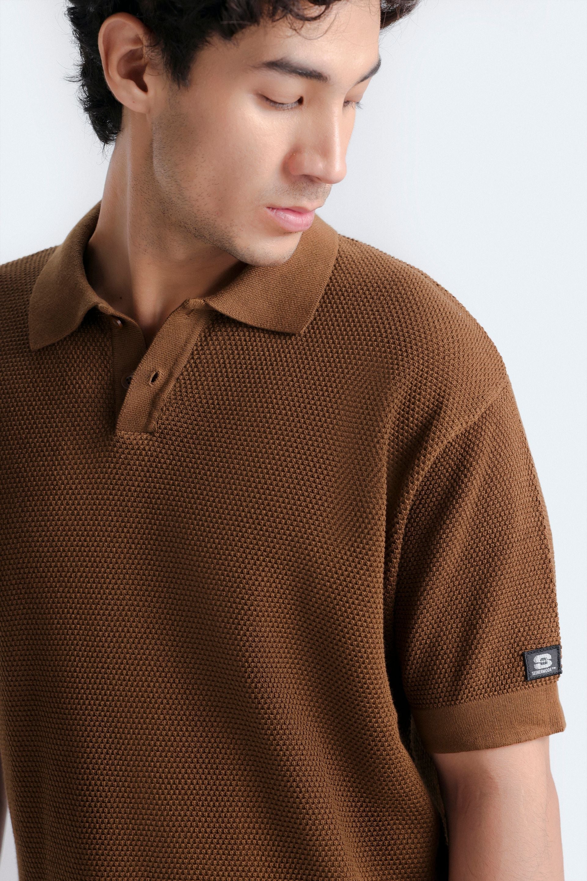 Zilz Men's Textured Polo Shirt - Orange