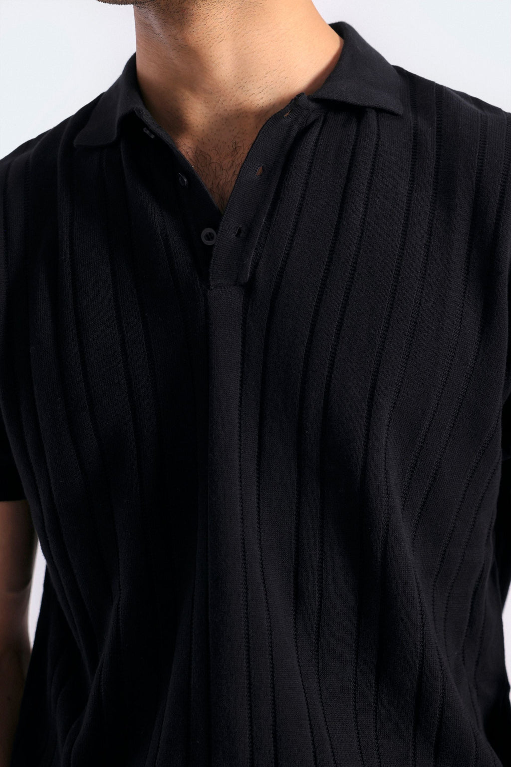 Zilz Men's Striped Polo Shirt With Label Patch - Black