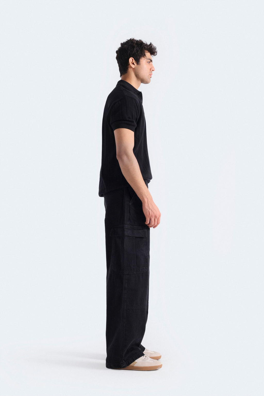 Zilz Men's Striped Polo Shirt With Label Patch - Black