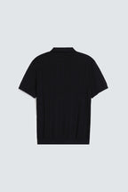 Zilz Men's Striped Polo Shirt With Label Patch - Black