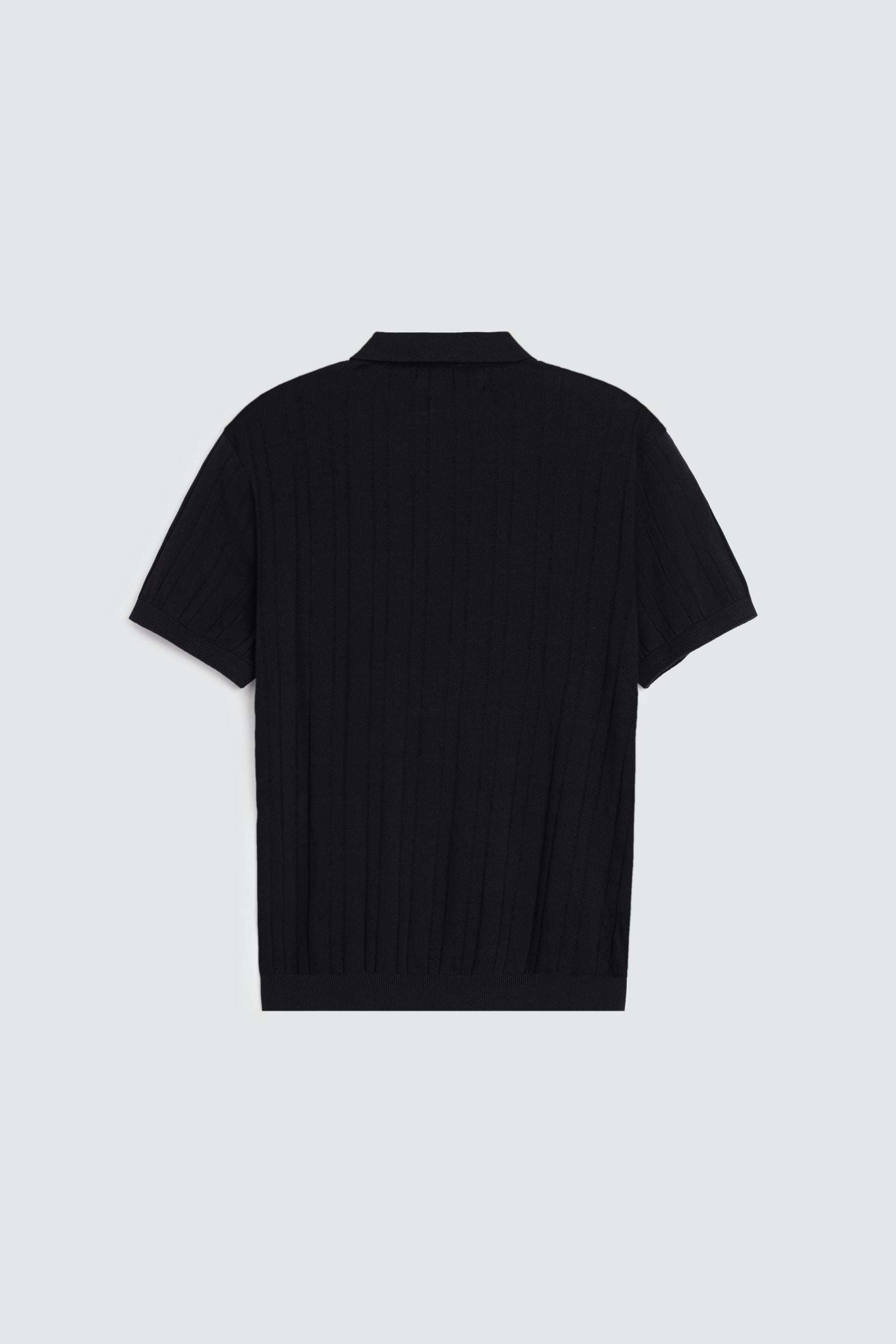 Zilz Men's Striped Polo Shirt With Label Patch - Black