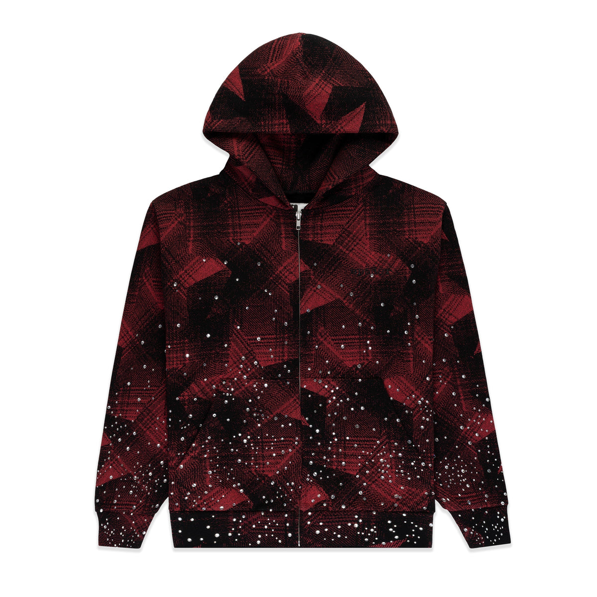 Sp5der Star Plaid Full Zip Hoodie - Black