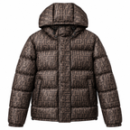 Fendi men’s brown FF monogram hooded puffer jacket