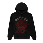Sp5der Rhinestone Og Web V2 Hoodie - Black