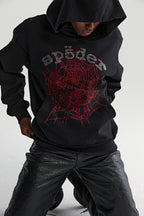 Sp5der Rhinestone Og Web V2 Hoodie - Black