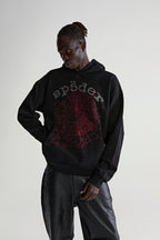 Sp5der Rhinestone Og Web V2 Hoodie - Black