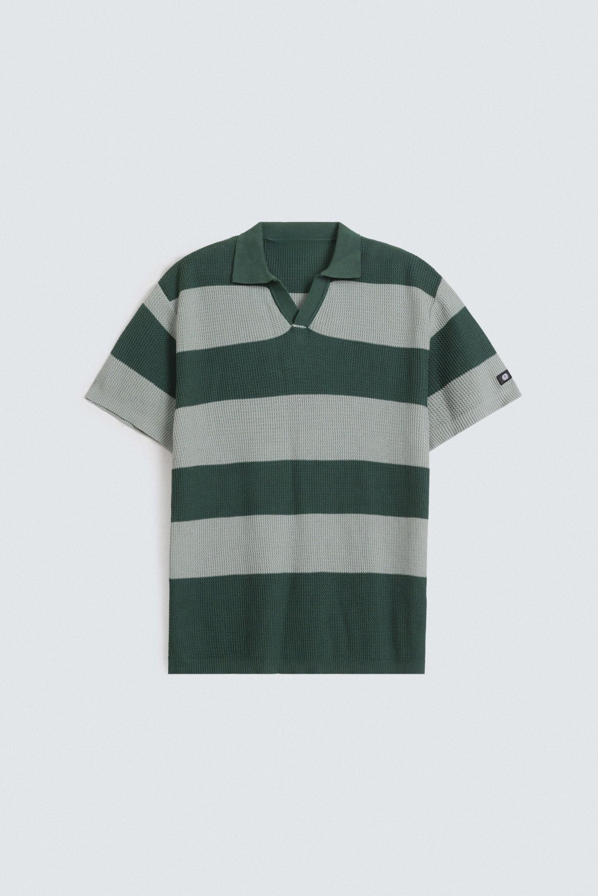 Zilz Men's Textured Striped Polo Shirt - Green