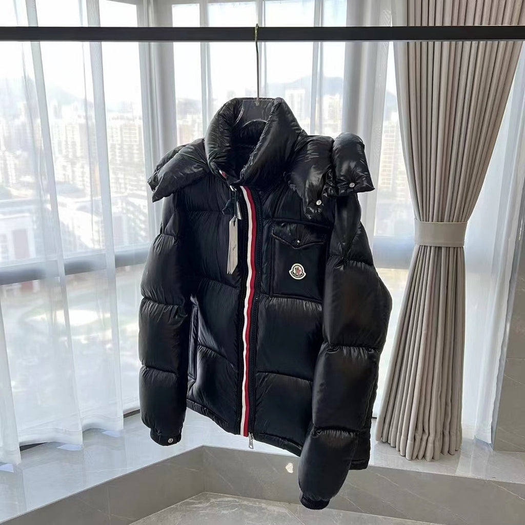 Moncler Montbeliard men’s black hooded short down puffer jacket