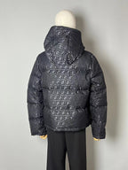 Fendi women’s black FF jacquard hooded puffer jacket