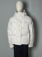 Fendi women’s cream white FF jacquard hooded puffer jacket