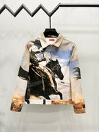 Supreme men’s multi tan Cowboy Jim Krantz graphic denim work jacket