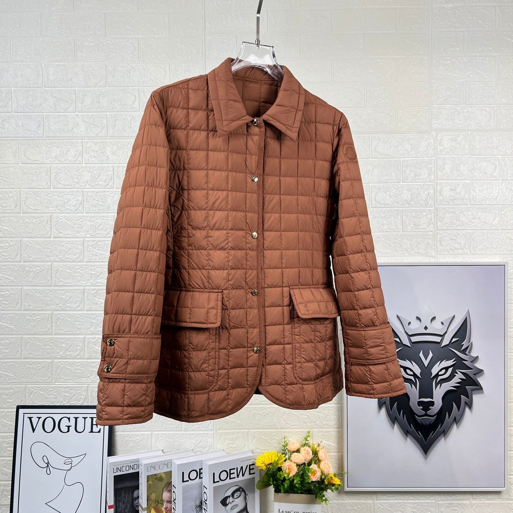 Moncler Epinal men’s brown quilted shell down jacket