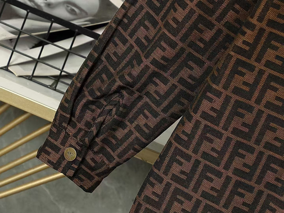 Fendi Versace Fendace men’s brown FF jacquard monogram shirt jacket