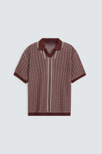 Zilz Men's Contrast Knit Polo Shirt - Brown