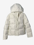 Fendi women’s cream white FF jacquard hooded puffer jacket