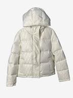 Fendi women’s cream white FF jacquard hooded puffer jacket