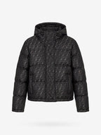 Fendi women’s black FF jacquard hooded puffer jacket