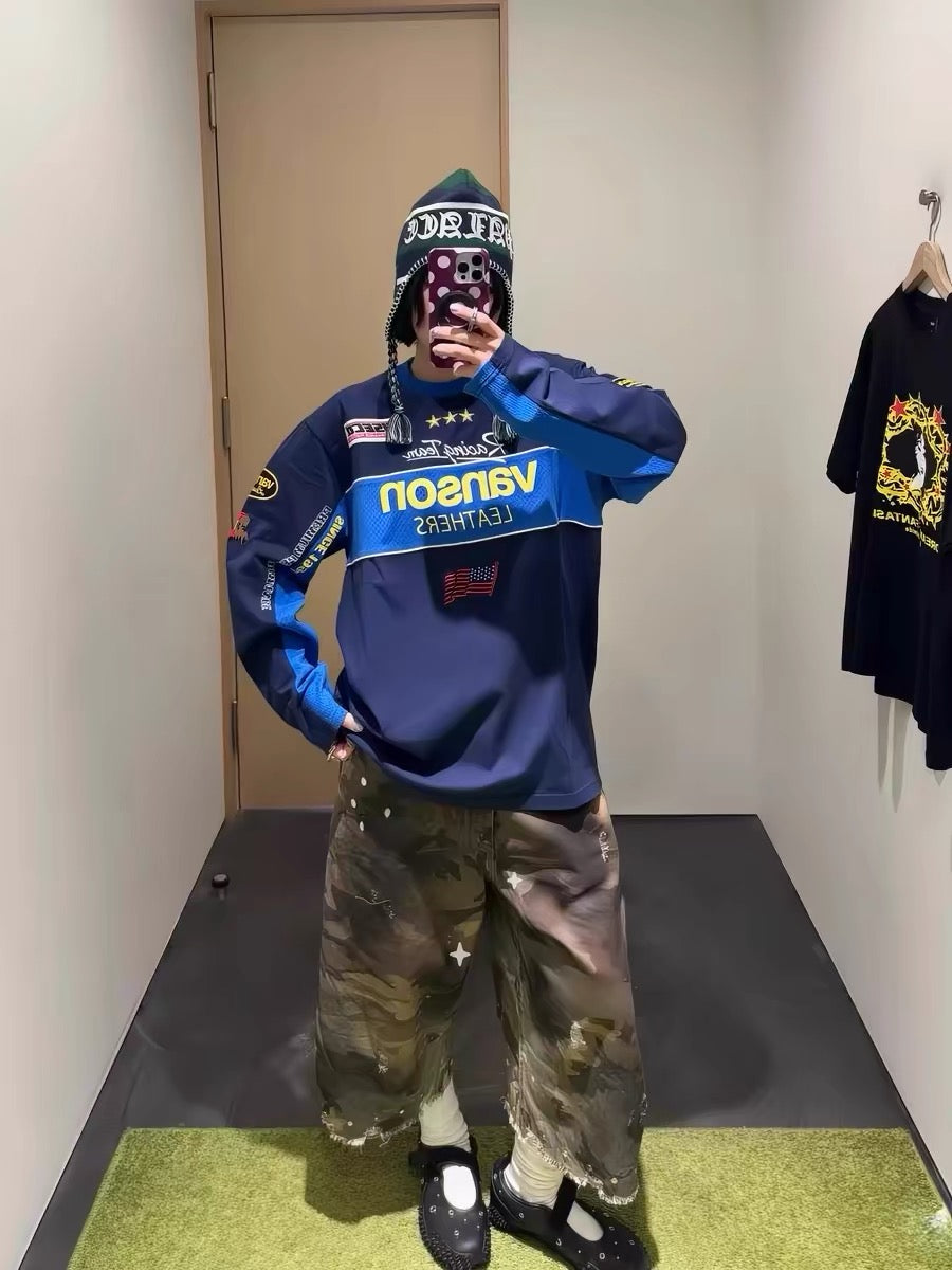 Supreme x Vanson Leathers Men's Long Sleeve Racing Jersey Top - Navy / Blue