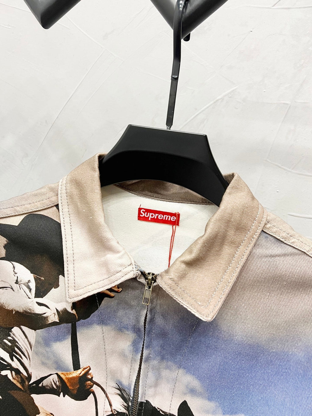 Supreme men’s multi tan Cowboy Jim Krantz graphic denim work jacket