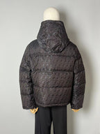 Fendi men’s brown FF monogram hooded puffer jacket