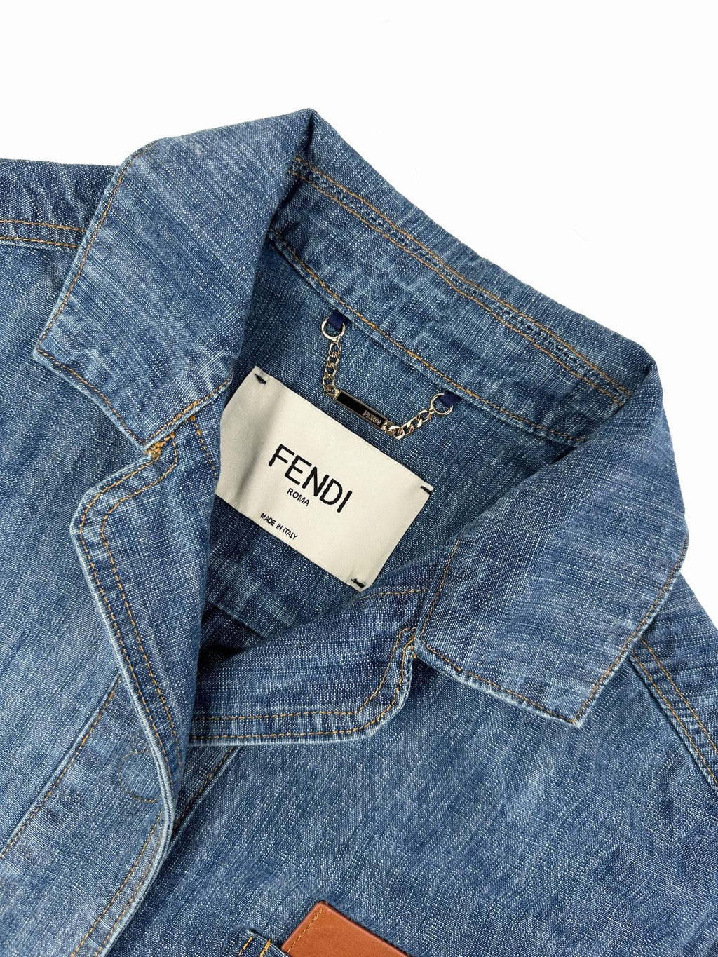 Fendi women’s blue chambray cropped denim jacket