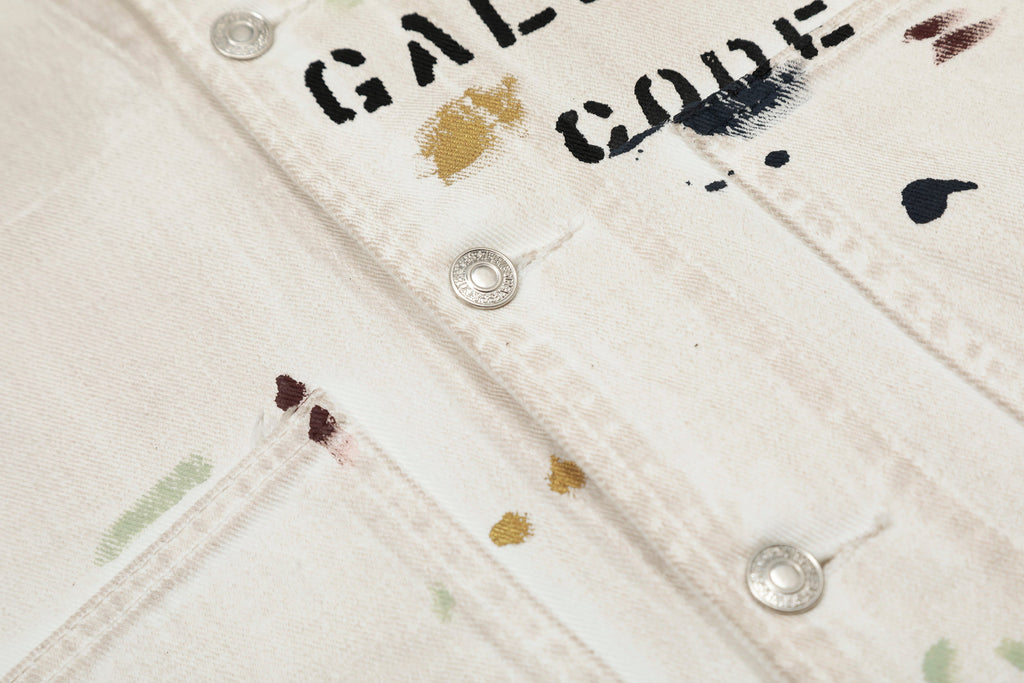 Gallery Dept. men’s antique white paint splatter cotton trucker jacket