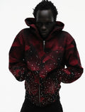 Sp5der Star Plaid Full Zip Hoodie - Black