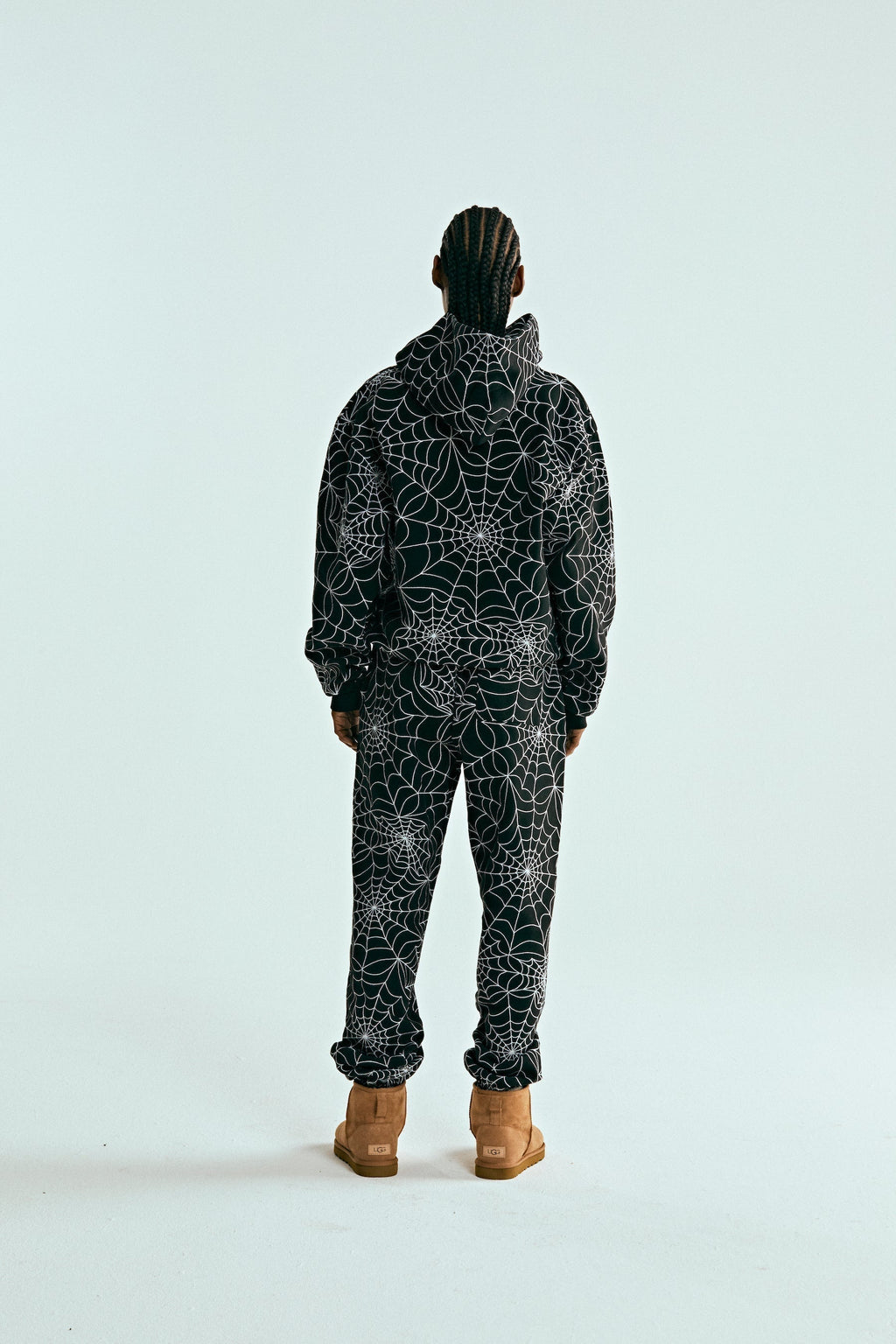 Sp5der Embroidered Aop Hoodie - Black
